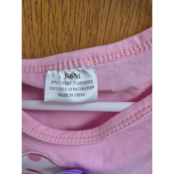 Pink Baby Girl Romper With Polka Dot Bunny Applique & Bows Ruffle Sleeves & Bott - Picture 3 of 8